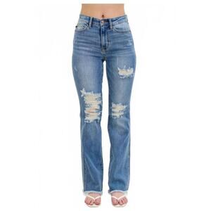 Judy Blue High Waist Destroy Fray Hem Bootcut Jeans 82542 Size 18W